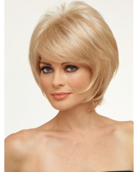 Chin Length Monofilament Synthetic Mono Synthetic Wigs For Women