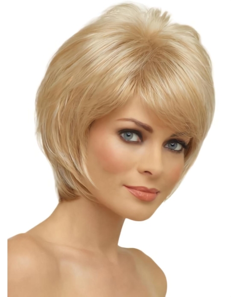 Chin Length Monofilament Synthetic Mono Synthetic Wigs For Women