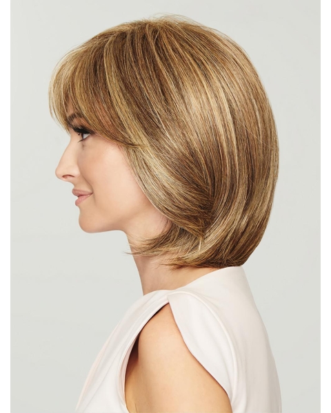 Chin Length Blonde With Bangs Synthetic Wig That Look Real