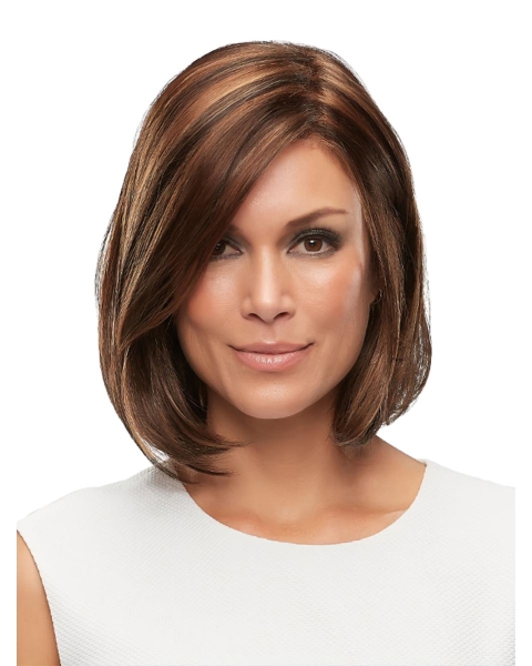 Straight Brown Layered Human Hair Hand Tied Wigs