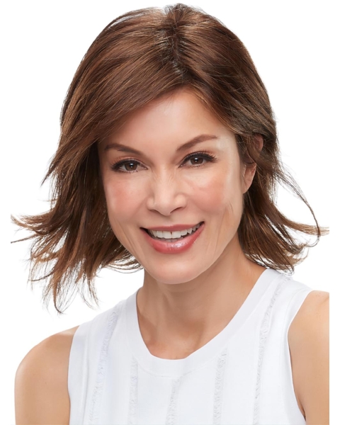 12" Straight Auburn Monofilament Wig Without Bangs