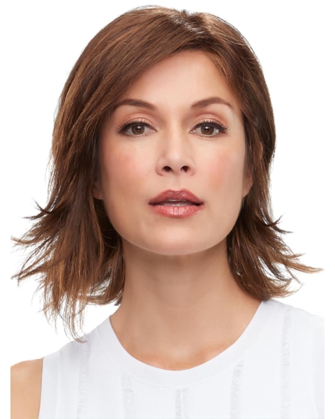 12" Straight Auburn Monofilament Wig Without Bangs