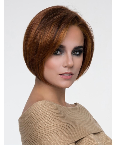 Straight Cropped Auburn Synthetic Bob Synthetic Wigs