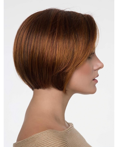 Straight Cropped Auburn Synthetic Bob Synthetic Wigs