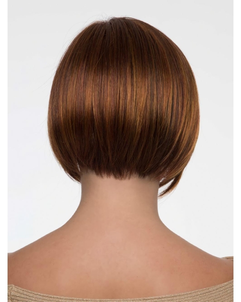 Straight Cropped Auburn Synthetic Bob Synthetic Wigs