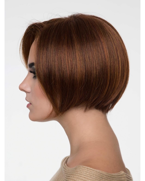 Straight Cropped Auburn Synthetic Bob Synthetic Wigs