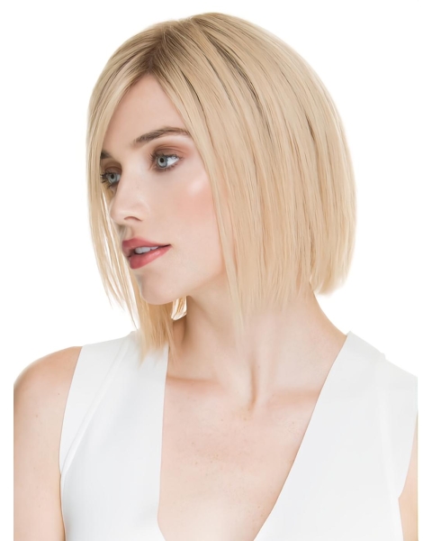 Top Straight 10" Blonde Chin Length Human Hair Wigs