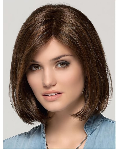 Remy Human Hair Monofilament Brown 11" Bob Wig