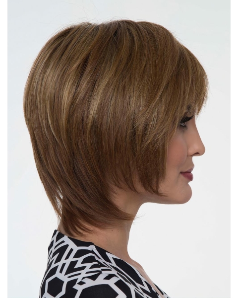 Chin Length Monofilament Synthetic Wigs With Bangs