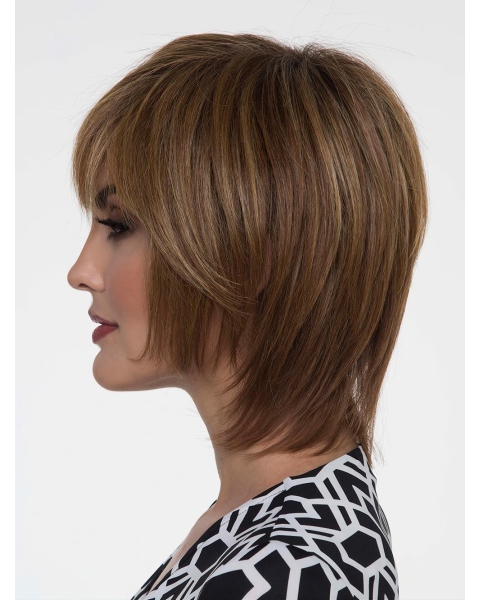 Chin Length Monofilament Synthetic Wigs With Bangs