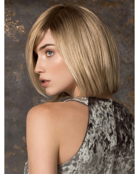 Popular Blonde Chin Length Petite Monofilament Wigs