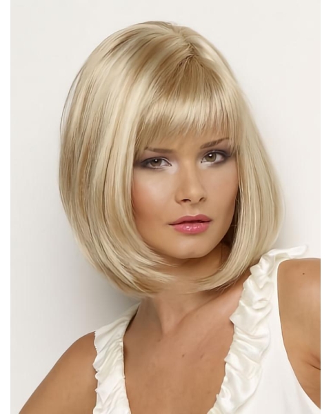 Braw Chin Length Blonde Straight Petite Synthetic Wigs