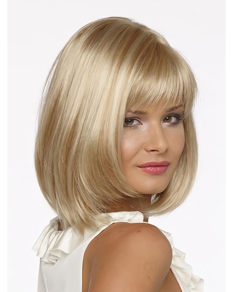 Braw Chin Length Blonde Straight Petite Synthetic Wigs