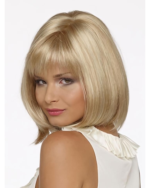 Braw Chin Length Blonde Straight Petite Synthetic Wigs