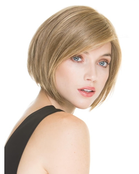 10" Straight Stylish Blonde Chin Length Human Hair Wigs