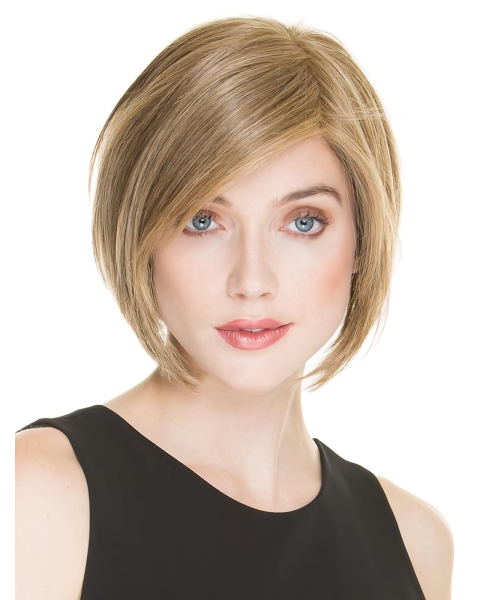 10" Straight Stylish Blonde Chin Length Human Hair Wigs