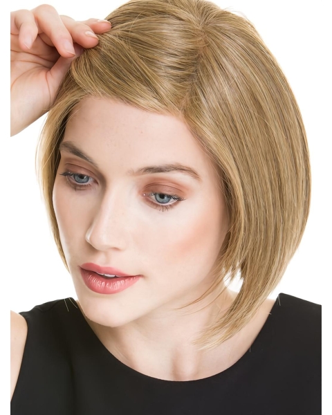 10" Straight Stylish Blonde Chin Length Human Hair Wigs