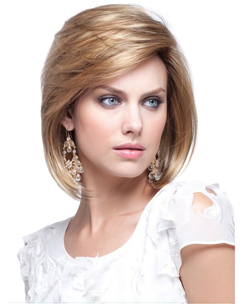 Shining Blonde Straight Chin Length Human Hair Wigs