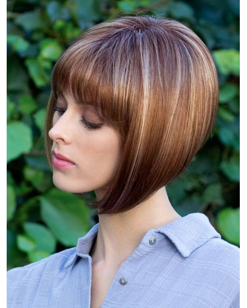 Monofilament Brown Straight Bob Cut Wig