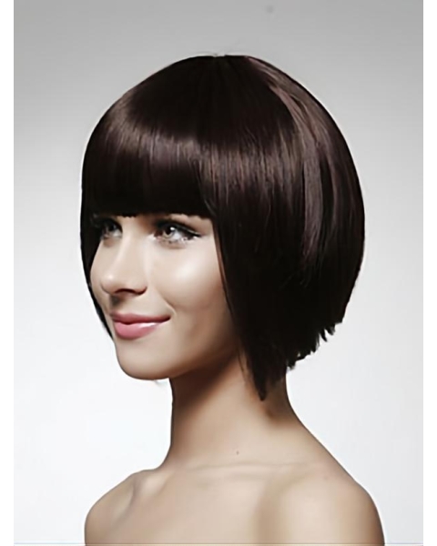 Trendy Black Straight Chin Length Human Hair Wigs