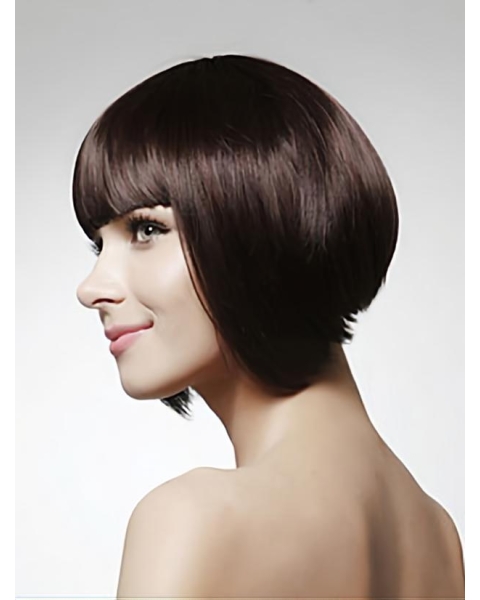 Trendy Black Straight Chin Length Human Hair Wigs