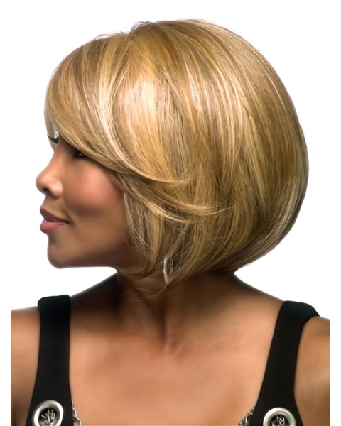 Durable Blonde Straight Chin Length Lace Front Wigs