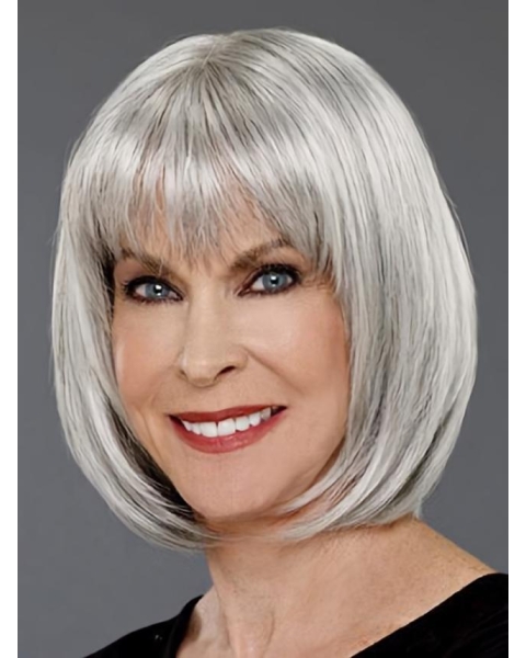 Grey Lady Chin Length Bobs Capless Wigs