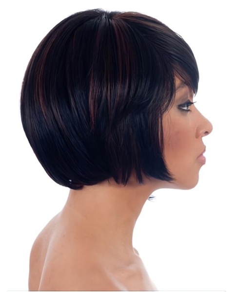 Polite Black Straight Chin Length African American Wigs