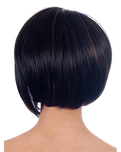 Polite Black Straight Chin Length African American Wigs