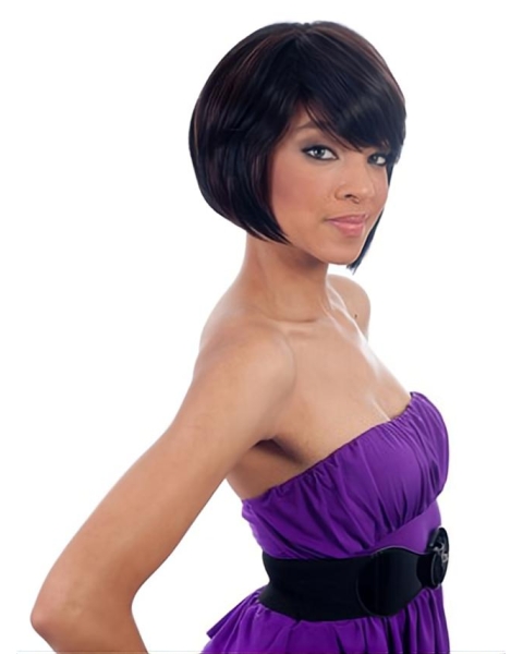 Polite Black Straight Chin Length African American Wigs