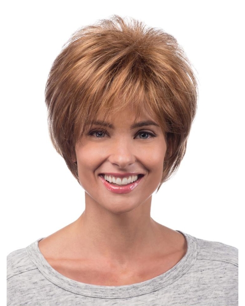 Layered Auburn Capless Synthetic Short Wigs