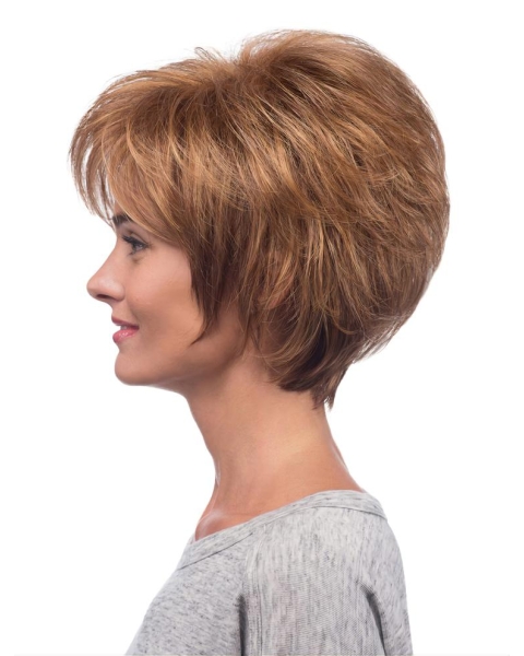 Layered Auburn Capless Synthetic Short Wigs