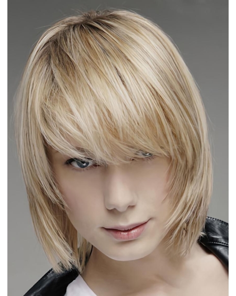 Traditiona Blonde Lace Front Chin Length Men Wigs