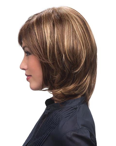 Perfect Brown Straight Chin Length Human Hair Wigs