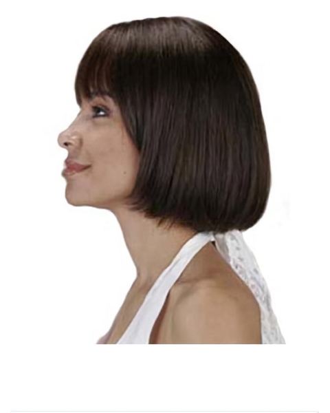 Ideal Brown Straight Chin Length Human Hair Wigs