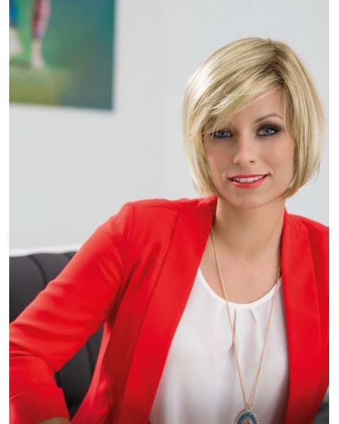 Popular Blonde Straight Chin Length Synthetic Wigs