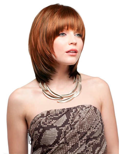 Auburn Straight Chin Length Synthetic Wigs