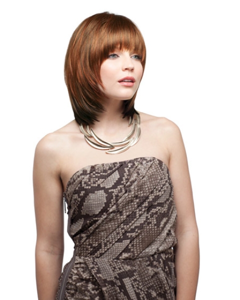 Auburn Straight Chin Length Synthetic Wigs