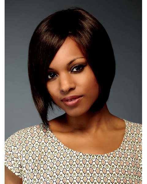 Unique Brown Straight Chin Length African American Wigs