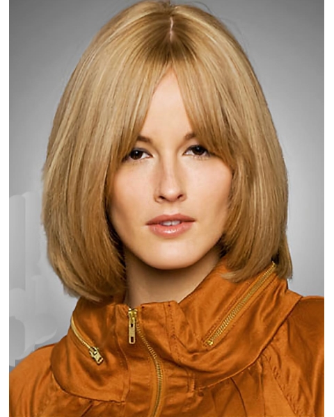 Blonde Chin Length Human Hair Bob Wigs