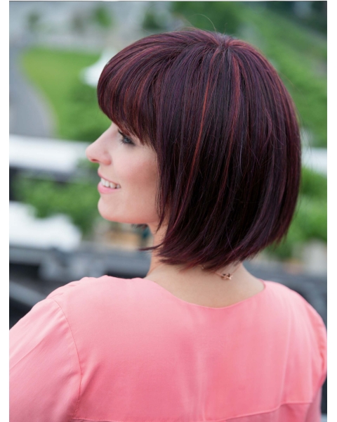 Glamorous Red Straight Chin Length Synthetic Wigs