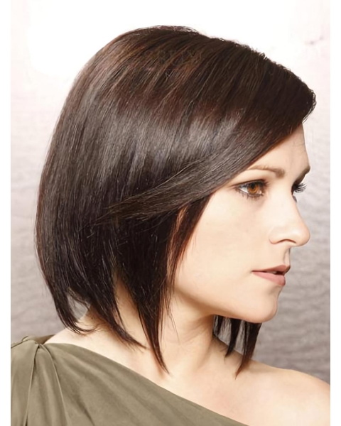 Trendy Lace Front Straight Chin Length Remy Human Lace Wigs