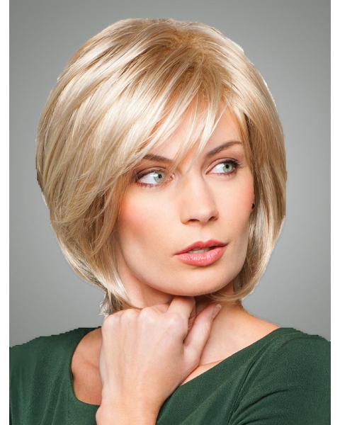 Gentle Blonde Straight Chin Length Bob Wigs