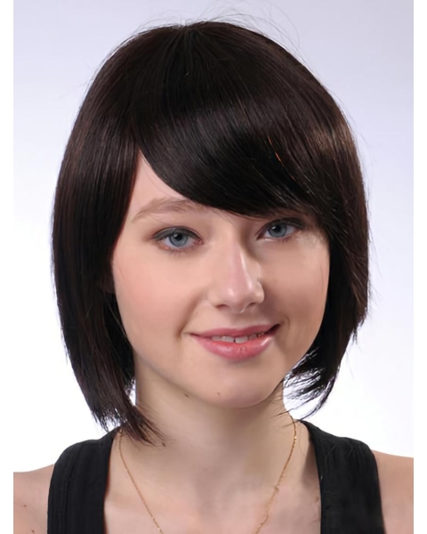 High Quality Brown Straight Chin Length Human Hair Wigs