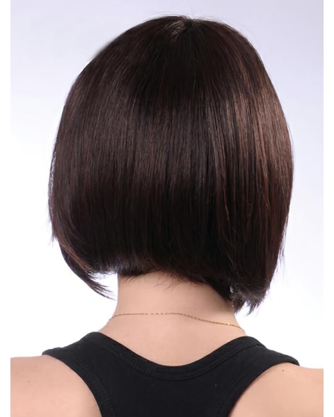 High Quality Brown Straight Chin Length Human Hair Wigs