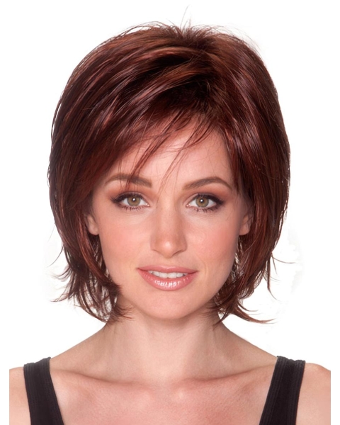 Durable Auburn Straight Chin Length Bob Wigs