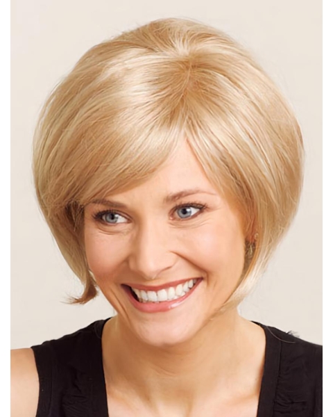 Pleasing Blonde Straight Chin Length Wigs