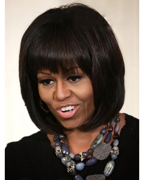 Layered Short Straight Michelle Obama Wigs Celebrity Wig