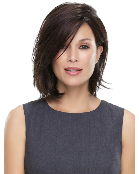 High Quality Black Straight Chin Length 100% Hand-tied Comfortable Wigs