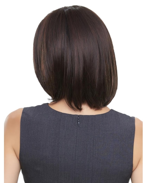 High Quality Black Straight Chin Length 100% Hand-tied Comfortable Wigs